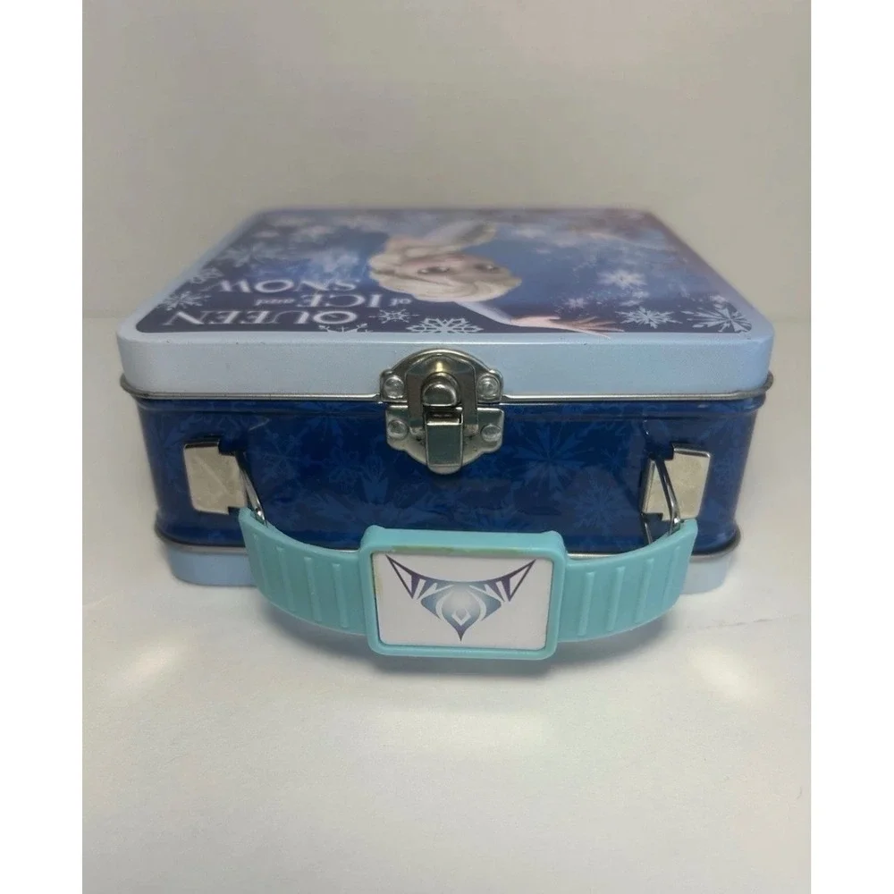 Disney Frozen Elsa Queen of Ice and Snow Metal Tin Lunch Box Blue 6 Inch